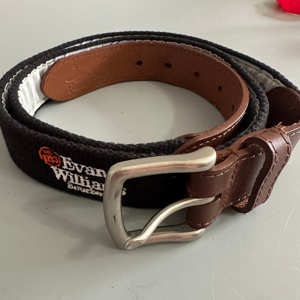Reel Point Shelter Island Evan Williams Bourbon Belt sz 42 Black Web Leather USA